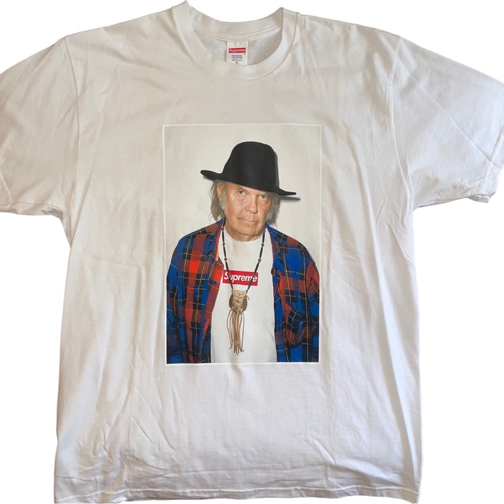 Supreme SS 2015 White Neil Young Tee Shirt sz XL X Large